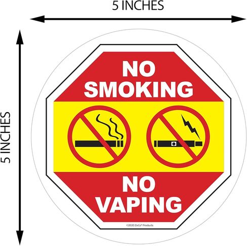 لا يوجد تدخين لا يوجد صائق نافذة vaping - 5 بوصات جولة - لا تدخين في ملصق مركبة - داخل النافذة التشبث - يسهل إزالته وإعادة وضعه in Saudi Arabia