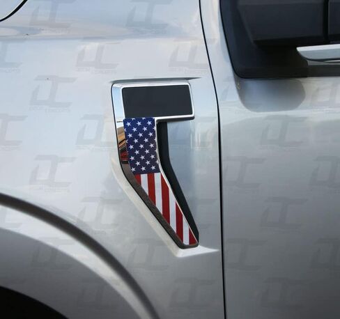 Fender Badge Emblem Accent Decal Kit - Compatible with F150 (2021-2025) (Flag Style (Black-White Distressed)) in Kuwait
