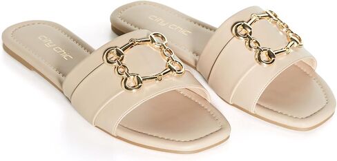 City Chic Women's Apparel Women's WIDE FIT PLUS SIZE SLIDE BEJEWEL Sandal, NUDE, 13 in Saudi Arabia