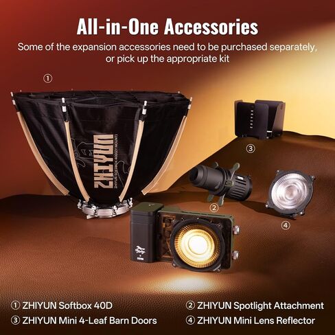 ZHIYUN MOLUS X100 PRO V2 Upgraded Version 100w COB Led Video Light Bi-Color Video Light with with Bluetooth App Control Continuous Lighting,CRI 95+ TLCI 97+, 2700K-6500K in Saudi Arabia