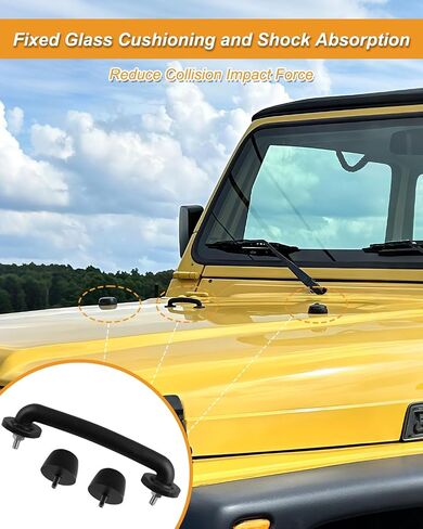 Front Windshield Hold Down Bracket, Rubber Bumper Cushion Fit for Jeep Wrangler 1987-2018, Hood Bumper Replace KJ71051BK 55176422 in Saudi Arabia