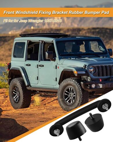 Front Windshield Hold Down Bracket, Rubber Bumper Cushion Fit for Jeep Wrangler 1987-2018, Hood Bumper Replace KJ71051BK 55176422 in Saudi Arabia