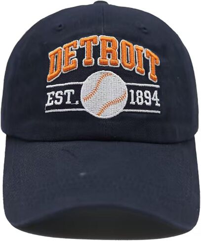 Embroidered City Washed Baseball Cap Adjustable Cotton Fans Baseball Hat for Men Women in Kuwait