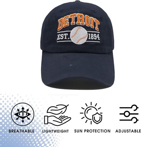 Embroidered City Washed Baseball Cap Adjustable Cotton Fans Baseball Hat for Men Women in Kuwait