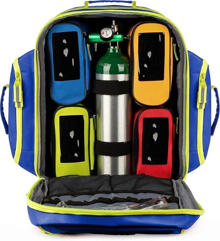 Scherber تم تجهيزه بالكامل Premium First Responder Backpack | EMT/EMS Medic Trauma ، نزيف وأوكسجين الطقم الطبي | Cat Tourniquet ، Quikclot 4x4 ، Hyfin Chest Seal & 250+ لوازم الإسعافات الأولية - الأزرق in Saudi Arabia