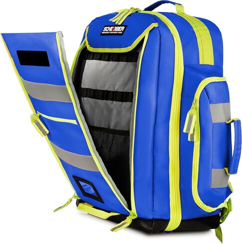 Scherber تم تجهيزه بالكامل Premium First Responder Backpack | EMT/EMS Medic Trauma ، نزيف وأوكسجين الطقم الطبي | Cat Tourniquet ، Quikclot 4x4 ، Hyfin Chest Seal & 250+ لوازم الإسعافات الأولية - الأزرق in Saudi Arabia