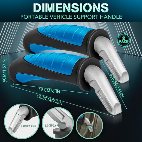 مقبض باب السيارة لكبار السن - مساعدة مقبض دعم السيارة للمعاقين، مقبض باب دعم تلقائي محمول، أدوات مساعدة على الحركة الدائمة لكبار السن، المعاقين، المصابين، رمادي فاتح + أسود داكن in Kuwait