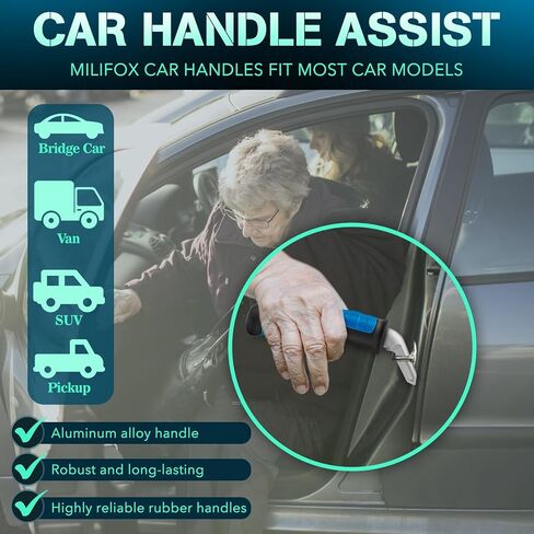 مقبض باب السيارة لكبار السن - مساعدة مقبض دعم السيارة للمعاقين، مقبض باب دعم تلقائي محمول، أدوات مساعدة على الحركة الدائمة لكبار السن، المعاقين، المصابين، رمادي فاتح + أسود داكن in Kuwait