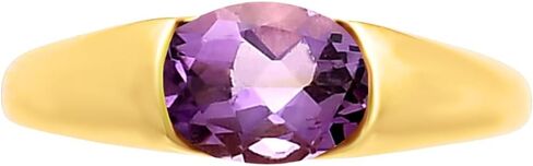 18K Gold Filled Amethyst Gemstone Ring for Women – Non-Tarnish Oval Cut Multi-Stone Stacking Ring – Dainty Gold Plated Ring for Engagement, Wedding, Gifts in Saudi Arabia