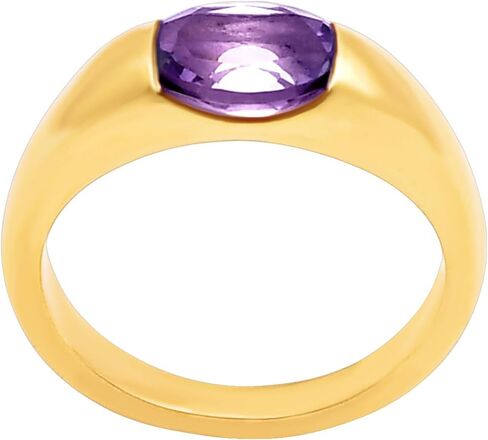 18K Gold Filled Amethyst Gemstone Ring for Women – Non-Tarnish Oval Cut Multi-Stone Stacking Ring – Dainty Gold Plated Ring for Engagement, Wedding, Gifts in Saudi Arabia