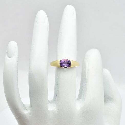 18K Gold Filled Amethyst Gemstone Ring for Women – Non-Tarnish Oval Cut Multi-Stone Stacking Ring – Dainty Gold Plated Ring for Engagement, Wedding, Gifts in Saudi Arabia