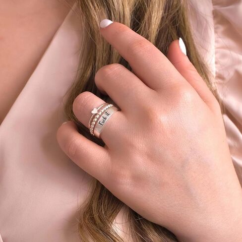 مجموعة خاتم S925 مكدسة - اللعنة على حلقة القلق ، دنتي بار سبينر ، حلقة لافتة بارد بيان in Kuwait