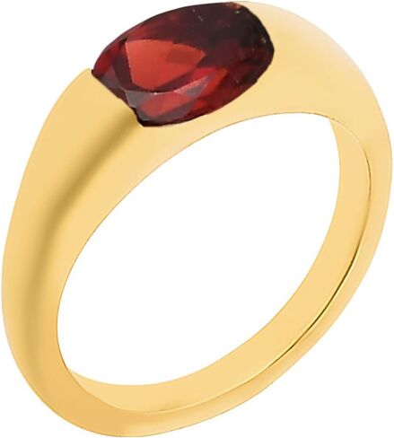 18K Gold Filled Amethyst Gemstone Ring for Women – Non-Tarnish Oval Cut Multi-Stone Stacking Ring – Dainty Gold Plated Ring for Engagement, Wedding, Gifts in Saudi Arabia