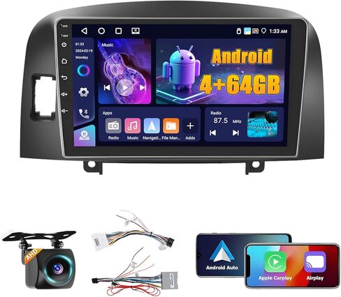 Fuluku【2+64G】 for Hyundai Sonata 2004-2008 Android 13 Car Stereo with Wireless Carplay Android Auto Mirror Link, 9’Touchscreen Radio WiFi/GPS/FM/RDS/Bluetooth/SWC/Waterproof Night Backup Cam Mic in Kuwait