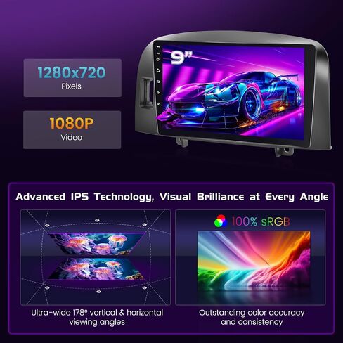 Fuluku【2+64G】 for Hyundai Sonata 2004-2008 Android 13 Car Stereo with Wireless Carplay Android Auto Mirror Link, 9’Touchscreen Radio WiFi/GPS/FM/RDS/Bluetooth/SWC/Waterproof Night Backup Cam Mic in Kuwait