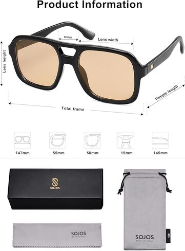 نظارة شمسية Sojos Retro Aviator للنساء الرجال مربع نساء مربع نظارات SJ2355 in Kuwait