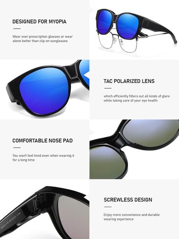 Wzerry Sunglasses Over Glasses for Women, HD Polarized UV400 Protection Fit-over Glasses Stylish Round Cateye Shades in Saudi Arabia