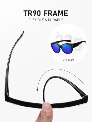 Wzerry Sunglasses Over Glasses for Women, HD Polarized UV400 Protection Fit-over Glasses Stylish Round Cateye Shades in Saudi Arabia