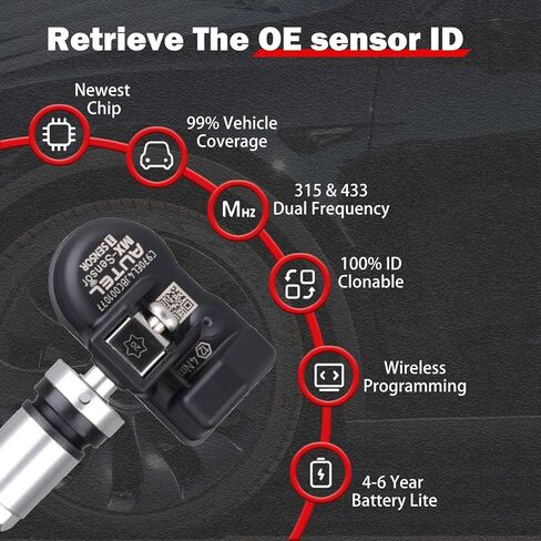 Autel TPMS Sensors, Autel MX Sensor, Set of 40 Metal Sensors, Programmable Sensors, OE-Level for Tire Pressure, 2 in 1 315MHz/433MHz, Press-in Programmable by TS408 TS508 TS508WF TS608 MS906PRO-TS in Saudi Arabia