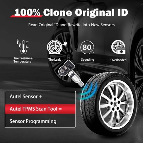 Autel TPMS Sensors, Autel MX Sensor, Set of 40 Metal Sensors, Programmable Sensors, OE-Level for Tire Pressure, 2 in 1 315MHz/433MHz, Press-in Programmable by TS408 TS508 TS508WF TS608 MS906PRO-TS in Saudi Arabia