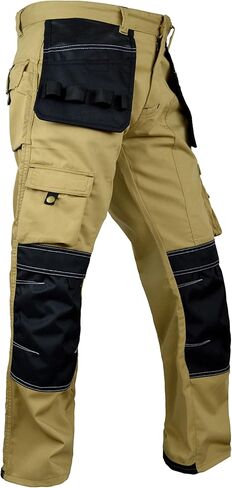 سروال عمل شاق للرجال مع جيوب أدوات المرافق والركبتين المعززة بنطلون سلامة النجارين التكتيكي in Kuwait