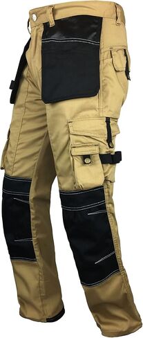 سروال عمل شاق للرجال مع جيوب أدوات المرافق والركبتين المعززة بنطلون سلامة النجارين التكتيكي in Kuwait