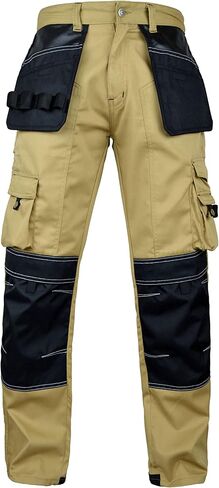 سروال عمل شاق للرجال مع جيوب أدوات المرافق والركبتين المعززة بنطلون سلامة النجارين التكتيكي in Kuwait