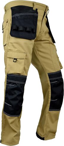 سروال عمل شاق للرجال مع جيوب أدوات المرافق والركبتين المعززة بنطلون سلامة النجارين التكتيكي in Kuwait