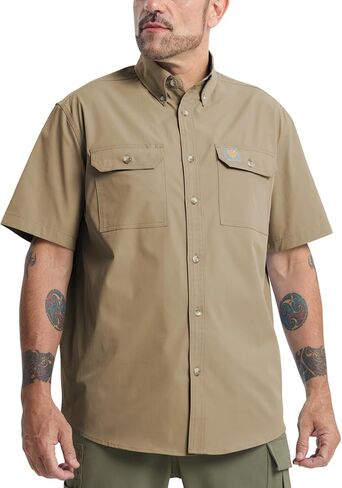 Mens Regular Fit Work Utility Shirt Midweight with Two Chest Pockets Wrinkle-Resistant Industrial Work Wear in Saudi Arabia