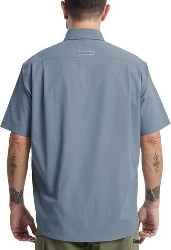 Mens Regular Fit Work Utility Shirt Midweight with Two Chest Pockets Wrinkle-Resistant Industrial Work Wear in Saudi Arabia