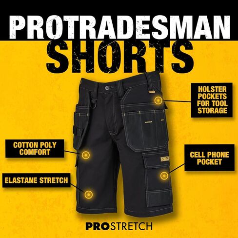 DEWALT Protradesman Men's Poly Cotton, Stretch, Multi Pocket Work Shorts in Saudi Arabia