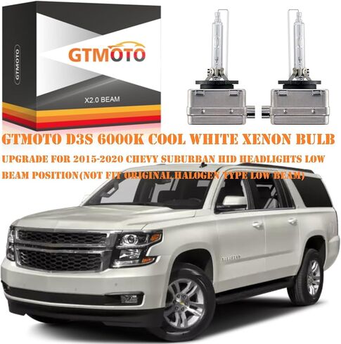 for 2015 2016 2017 2018 2019 2020 Chevrolet Chevy Suburban HID Headlights D3S Xenon Bulb, GM 13587843 Headlamp, 6000K Bright White 35W OEM D3SC1 Bixenon Projector Light, 2 Pack in Saudi Arabia