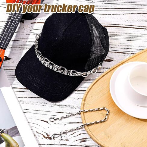 سلاسل القبعات 3pcs سائحة الشاحنة ، 12 بوصة سلاسل معدنية لسلاسل قبعة البيسبول شاحنة القبعات زخرفة سهلة لخلع سلسلة القبعات حافة سحر النساء الشاحنة القبعة القبعة مجوهرات (Silver) in Saudi Arabia