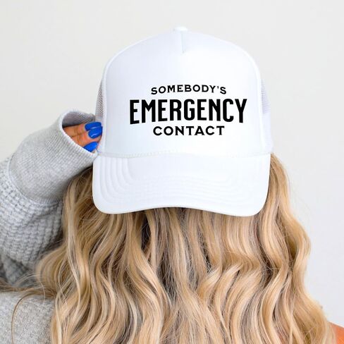 Someone's Emergency Contact Women and Men's Funny Classic 5 Panel Mesh Snap Back Trucker Hat in Kuwait