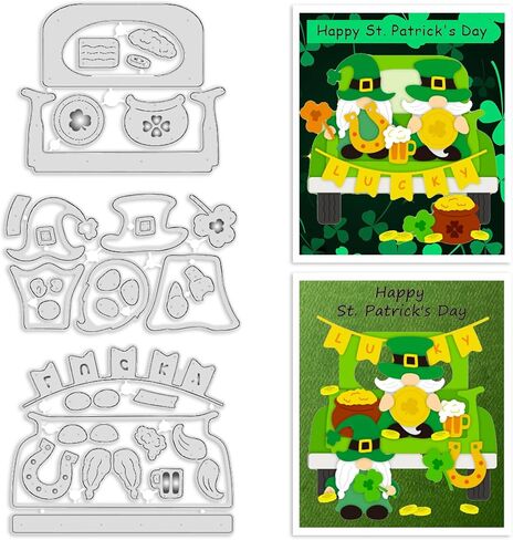 ORIGACH Happy Saint Patrick's Day Clover Coner Cutting Dies for Card Making Metal Die Cut Embossing Stencils for Scrapbooking DIY Crafting Decoration in Saudi Arabia