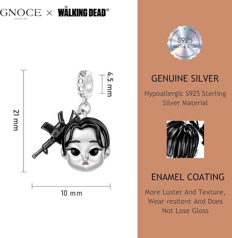 GNOCE WALKY DEAD GLENN RHEE Pendant Dangle Charm for Women ، S925 Sterling Silver Dangle Charms for Women ، Valentine's Day ، Halloween Jewelry in Saudi Arabia