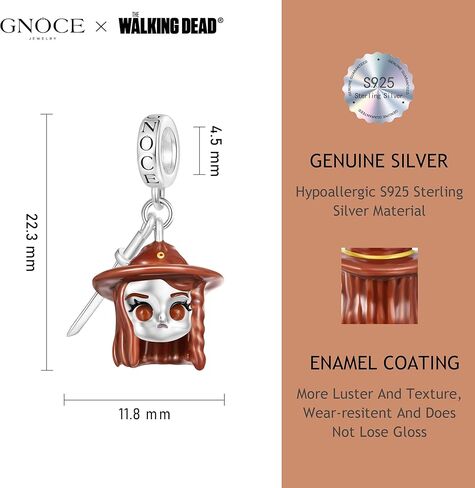 GNOCE Walking Dead Judith Grimes Pendant Dangle Charm for Women, S925 Sterling Silver Dangle Charms for Women Wife, Valentine‘s Day, Halloween Jewelry in Saudi Arabia