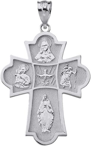 Claddagh Gold 925 Sterling Silver Four Way Medal Trinity Edge Cross Pendant in Saudi Arabia