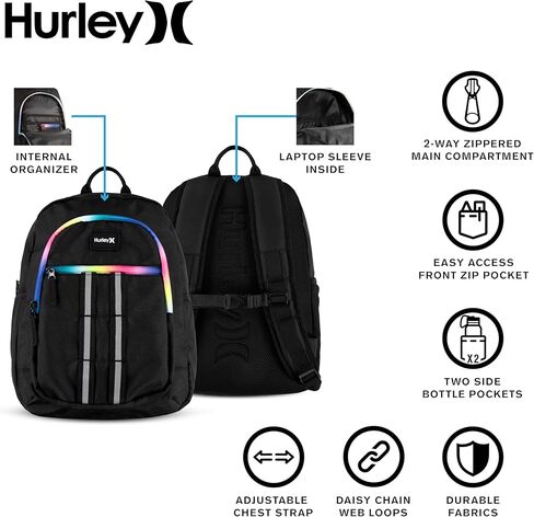 Hurley Kid's School Backpack, Black/Multi, One Size in Saudi Arabia
