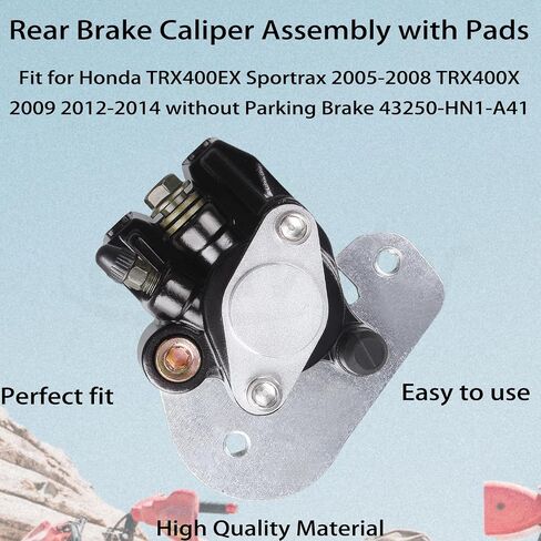 Rear Brake Caliper with Pads Aftermarket Replacement Parts Fit for Honda TRX400 Sportrax 400 TRX400EX 2005-2008 TRX400X 2009-2014. OEM#:43250-HN1-A41. in Saudi Arabia