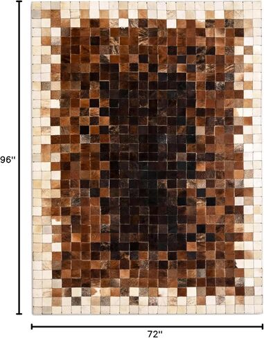 FOTA 100% Genuine Leather Cowhide Patchwork Area Rug Cow Skin Soft Hair Suede Carpet Throw Real Natural Pattern Cowhides Rustic Barn House Decor Western Southern Boho (Black Center Mix, 4' x 3') in Kuwait