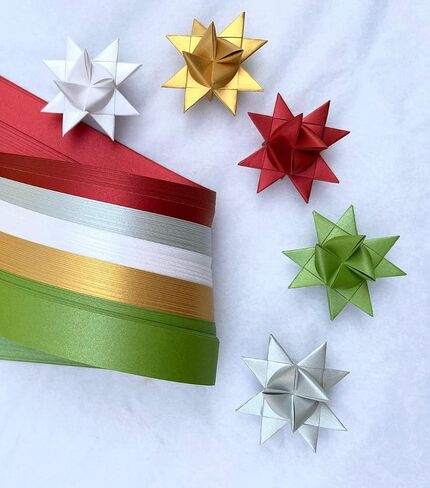 Paper Strips for German, Froebel, Moravian Stars & Weaving ~3/8" Shimmer Holiday in Saudi Arabia
