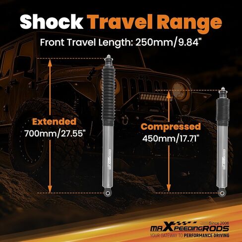 MaxPeedingRods 0.5-2.5 "امتصاص الصدمات الأمامية لجيب Wrangler JK JKU 2007-2018 ، إصدار G1 in Saudi Arabia