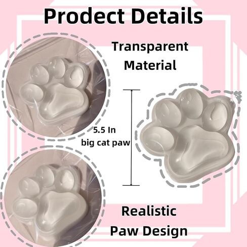 5.9 Inch Ultra Soft & Transparent Cat Paw Squishy Toy, Perfect Paw Squishies for Adults Stress Relief, Squishy Cat Paw Fidget Toy (Transparent Pink) in Kuwait