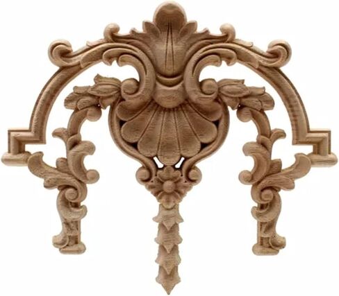 Wood Appliques Onlays for Furniture, Flower Center Woodcarving Decal for Cabinet Bed Wall Closet Frame Corner Decoration (Size : 20x23cm/7.9x9inch) in Saudi Arabia