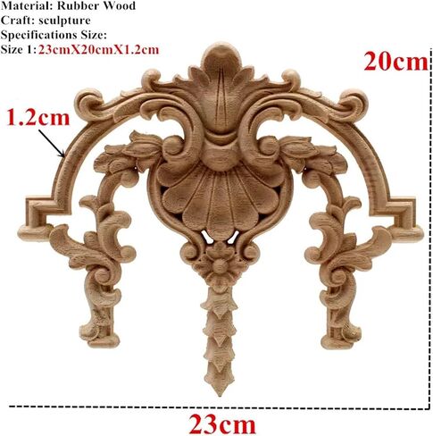 Wood Appliques Onlays for Furniture, Flower Center Woodcarving Decal for Cabinet Bed Wall Closet Frame Corner Decoration (Size : 20x23cm/7.9x9inch) in Saudi Arabia
