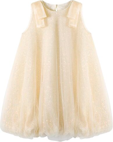 Miipat Toddler Girls Bubble Dress Sparkly Sequin Tulle Party Dress Sleeveless Kids Puffy Princess Dresses in Kuwait