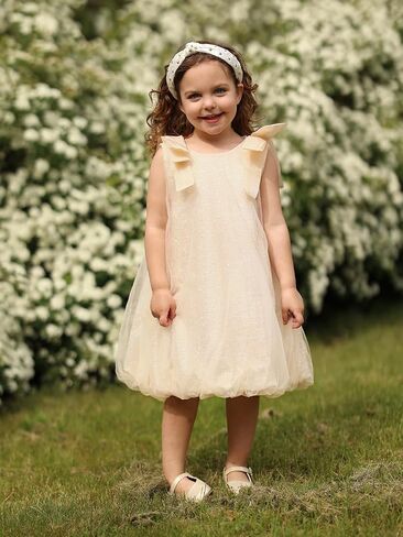 Miipat Toddler Girls Bubble Dress Sparkly Sequin Tulle Party Dress Sleeveless Kids Puffy Princess Dresses in Kuwait