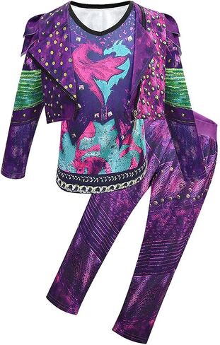 Mal Costume for Girls - Mal Costume Includes Jacket Shirt Pant with Wig Set Kids Halloween Party Cosplay Outfits in Saudi Arabia