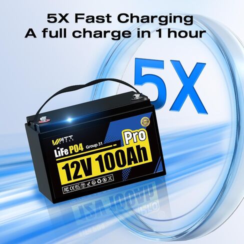 بطارية LIFEPO4 الليثيوم 12V 100AH ، استخدم خلية EV من الدرجة A+ ، BUIT -IN 100A BMS ، حماية منخفضة درجة الحرارة ، ما يصل إلى 15000 دورة -مثالية لـ RV ، نظام الطاقة الشمسية ، محرك التصيد ، إلخ. in Kuwait